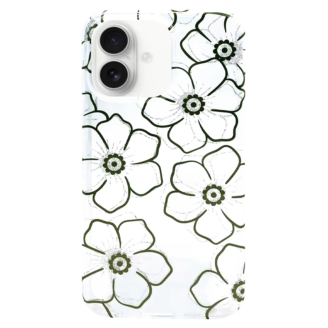 iPhone 16 Designed Case Gold and Sliver Floral Harmony